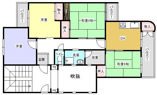 Floor plan. 4DK, Price 6.9 million yen, Occupied area 76.91 sq m , Balcony area 10.54 sq m