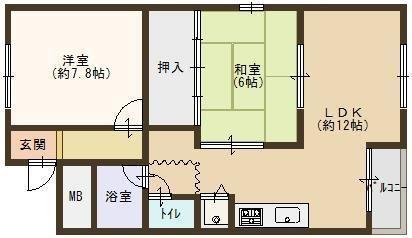 Floor plan. 2LDK, Price 7.8 million yen, Occupied area 53.64 sq m , Balcony area 2.7 sq m LDK is the floor plan of 2LDK The 12 Pledge ☆  ☆