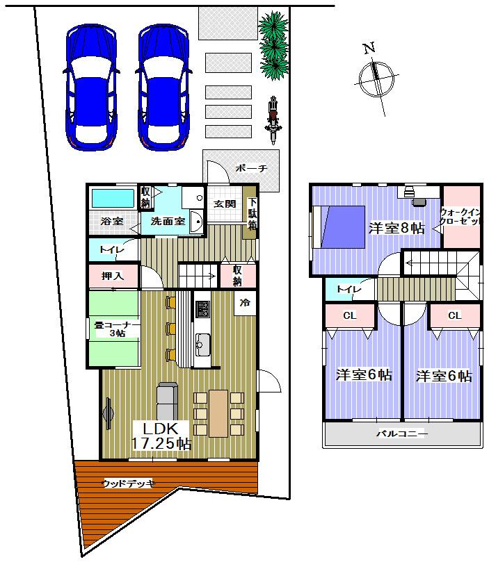 Other building plan example. Building plan example 3LDK + tatami corner Building area  Total floor 101.22 sq m  Building price 14,467,950 yen