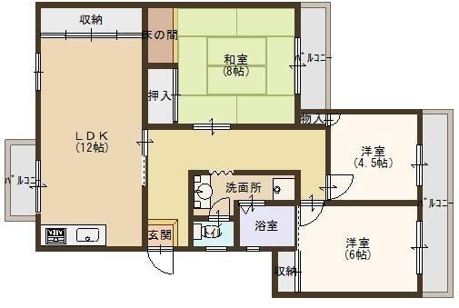 Floor plan. 3LDK, Price 9.8 million yen, Occupied area 73.76 sq m , Balcony area 11.35 sq m is a floor plan of 3LDK of the south balcony ☆  ☆