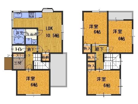 Floor plan. 12.8 million yen, 4LDK, Land area 91.65 sq m , Building area 82.15 sq m
