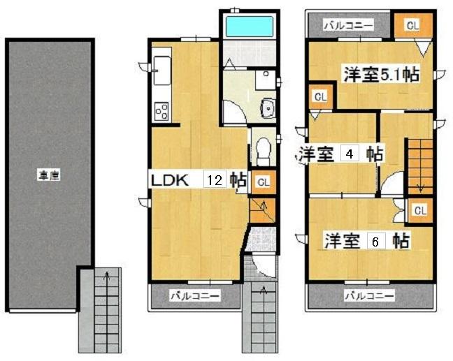 Floor plan. 22,800,000 yen, 3LDK, Land area 63.6 sq m , This floor plan there is a building area of ​​94.29 sq m wide garage space.