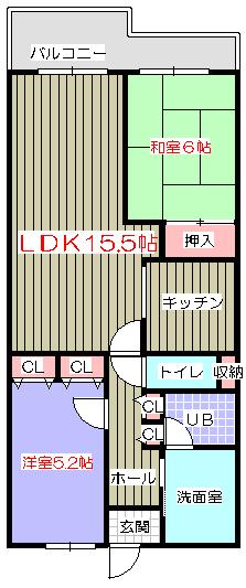 Floor plan. 2LDK, Price 8.8 million yen, Occupied area 63.28 sq m , Balcony area 7.6 sq m interior renovated !!