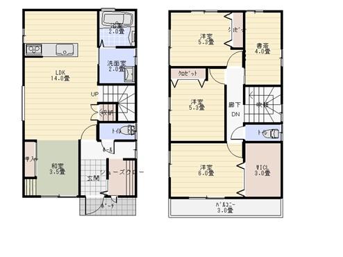 Floor plan. 24,800,000 yen, 4LDK + S (storeroom), Land area 94.36 sq m , House building area 99.37 sq m seismic grade 3