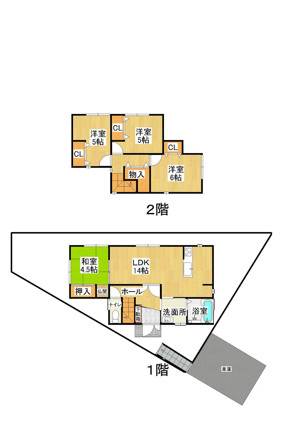Floor plan. 15.5 million yen, 4LDK, Land area 147.3 sq m , Building area 86.26 sq m