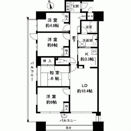 Floor plan. 4LDK, Price 25,800,000 yen, Footprint 80.9 sq m , Balcony area 25.55 sq m floor plan