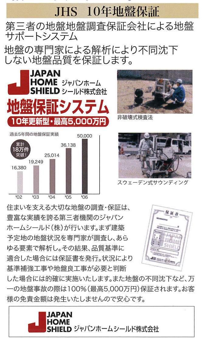Construction ・ Construction method ・ specification. There is also a certification of Japan Home Shield to ensure the ground quality, You can you live with peace of mind.