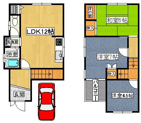 Floor plan. 9,980,000 yen, 3LDK, Land area 55.21 sq m , Building area 76.14 sq m