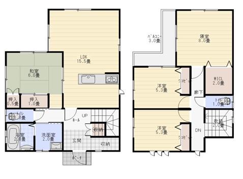 Floor plan. 36,950,000 yen, 4LDK, Land area 155.25 sq m , House building area 105.16 sq m seismic grade 3
