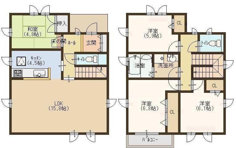 Floor plan. 26,800,000 yen, 4LDK, Land area 153.43 sq m , I am happy also building area 110.69 sq m Japanese-style room is independent ☆