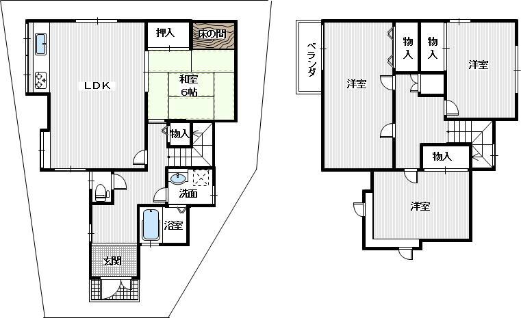 Floor plan. 14.8 million yen, 4LDK, Land area 99.29 sq m , Building area 100.3 sq m