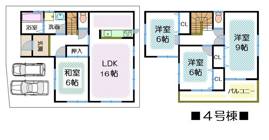 Floor plan. (4 Building), Price 27.3 million yen, 4LDK, Land area 110.01 sq m , Building area 102.67 sq m