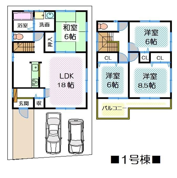 Floor plan. (1 Building), Price 27.3 million yen, 4LDK, Land area 115.42 sq m , Building area 104.33 sq m