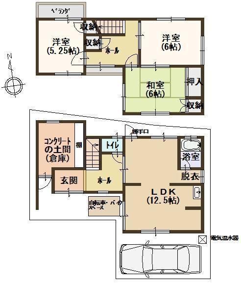 Floor plan. 9,850,000 yen, 3LDK, Land area 75.27 sq m , It is a building area of ​​87.72 sq m all-electric carefully your