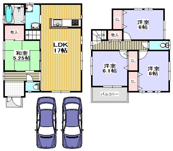 Floor plan. Price 22,800,000 yen, 4LDK, Land area 110 sq m , Building area 95.58 sq m