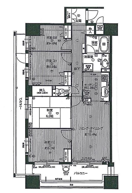 Floor plan. 16-floor high-rise floor south ・ West angle of the room