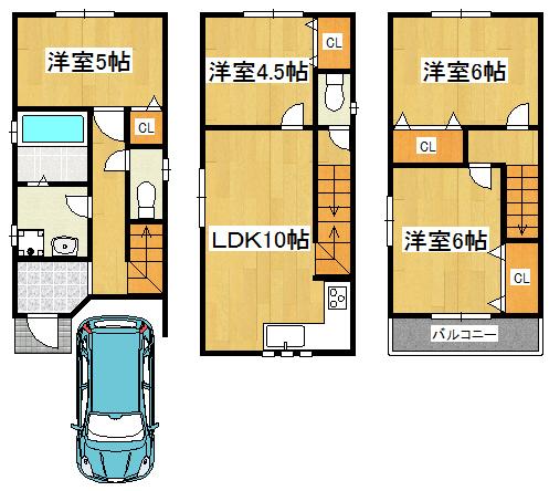 Floor plan. 13.8 million yen, 3LDK, Land area 64.38 sq m , Building area 80.08 sq m