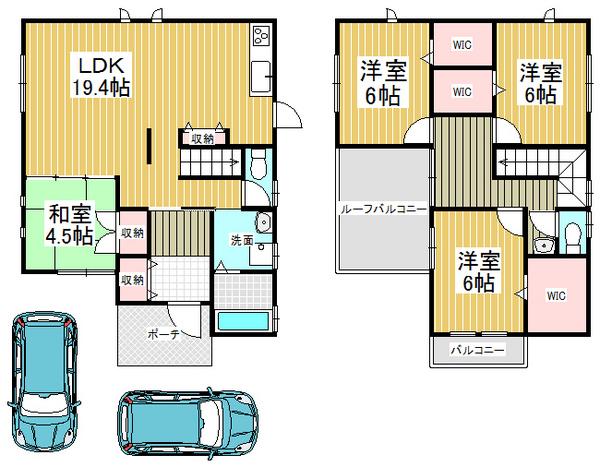 Floor plan. 27,800,000 yen, 4LDK+S, Land area 142.23 sq m , Building area 99.63 sq m