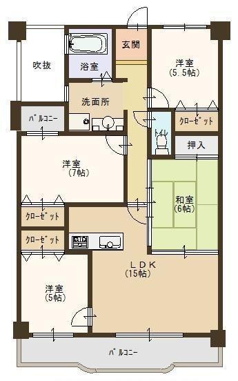 Floor plan. 4LDK, Price 11.8 million yen, Occupied area 76.61 sq m , Balcony area 10 sq m glad 4LDK