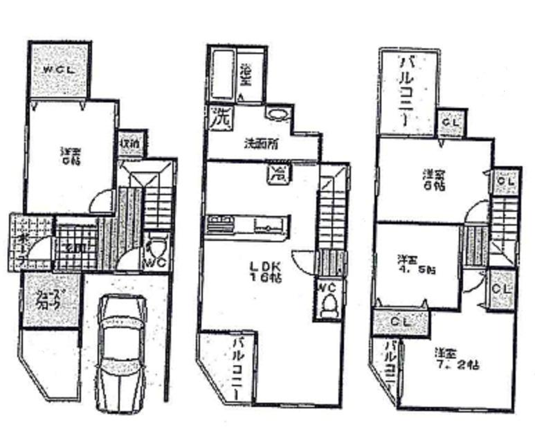 Floor plan. 22,400,000 yen, 4LDK, Land area 72.45 sq m , Building area 119.43 sq m with a large garage, 1BOX car also spacious OK 4LDK, Storage is plentiful property.
