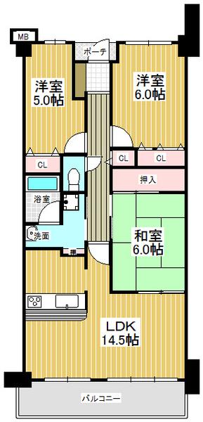 Floor plan. 3LDK, Price 11.2 million yen, Occupied area 70.62 sq m , Balcony area 9 sq m