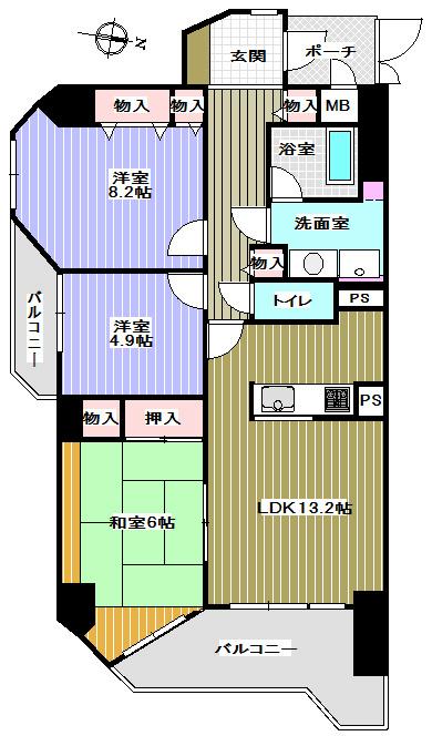 Floor plan. 3LDK, Price 12.8 million yen, Occupied area 79.25 sq m , Balcony area 11.27 sq m floor plan