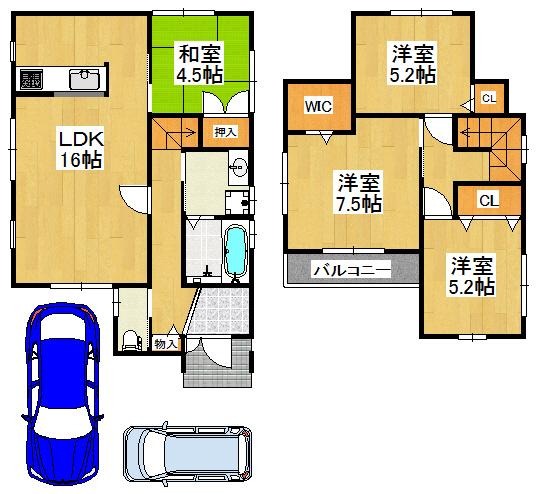 Floor plan. 25,098,000 yen, 4LDK, Land area 100.02 sq m , Building area 92.74 sq m