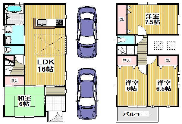 Floor plan. 22,800,000 yen, 4LDK, Land area 120.63 sq m , Building area 93.15 sq m