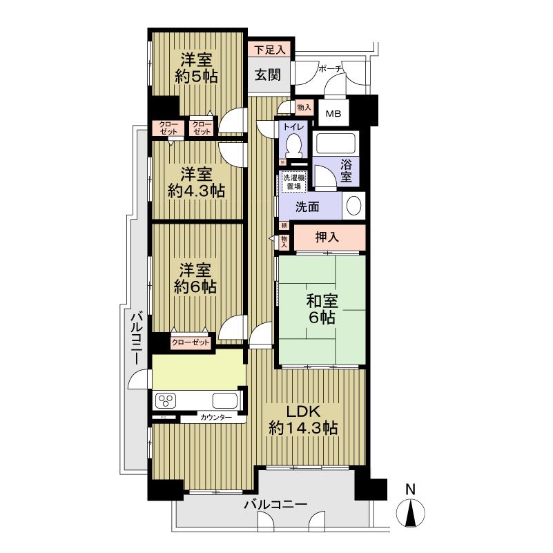 Floor plan. 4LDK, Price 17.8 million yen, Occupied area 83.01 sq m , Balcony area 17.47 sq m
