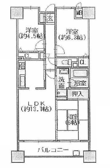 Floor plan. 3LDK, Price 19,980,000 yen, Occupied area 64.95 sq m , Balcony area is 11.6 sq m easy-to-use floor plan.