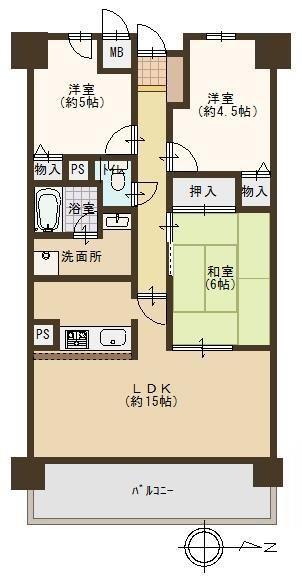 Floor plan. 3LDK, Price 12,980,000 yen, Occupied area 69.26 sq m , Balcony area 9.75 sq m spacious 15 Pledge LDK popular face-to-face kitchen