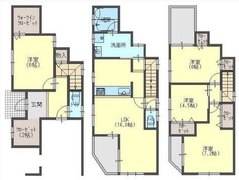 Floor plan. 23,900,000 yen, 4LDK, Land area 72.45 sq m , Building area 119.43 sq m