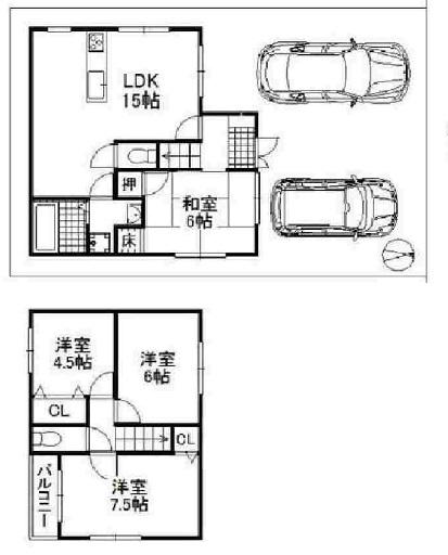 Floor plan. 17 million yen, 4LDK, Land area 94.84 sq m , Building area 84.33 sq m built shallow spacious 4LDK.  LDK and the Japanese-style room is the type of distribution. 
