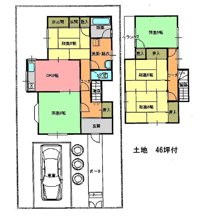 Floor plan. 19,800,000 yen, 5DK, Land area 152.62 sq m , Building area 99.63 sq m Mato drawings