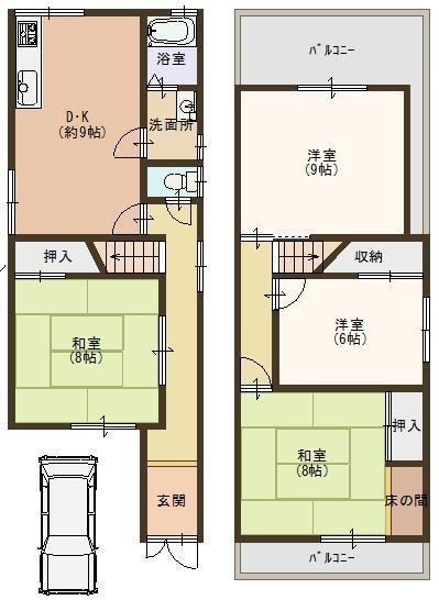Floor plan. 13,900,000 yen, 4DK, Land area 73.13 sq m , A building area of ​​81.1 sq m two-sided balcony is a floor plan of 4DK ☆ 