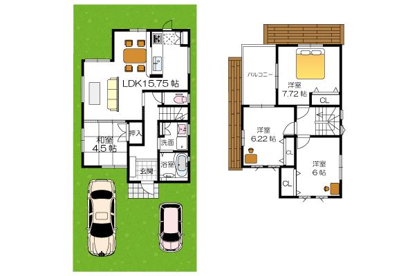 Floor plan. (No. 2 locations), Price 27,998,000 yen, 4LDK, Land area 112.38 sq m , Building area 92.34 sq m