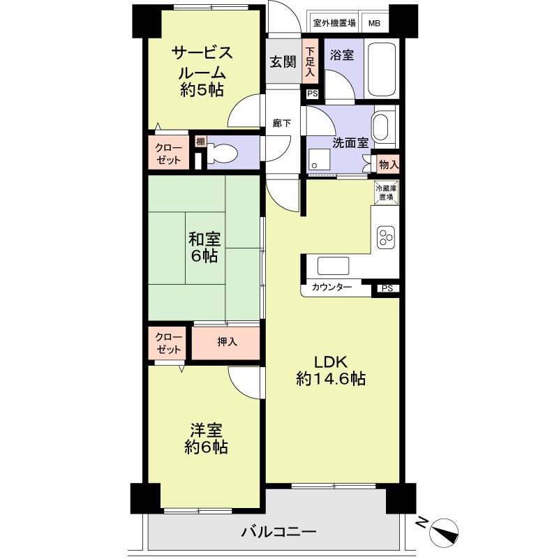 Floor plan. 2LDK + S (storeroom), Price 14.9 million yen, Occupied area 67.22 sq m , Balcony area 8.04 sq m