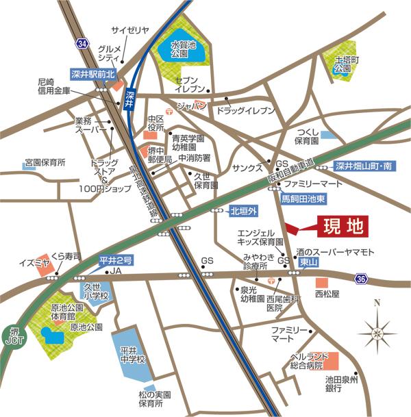 Local guide map. The nearest "Namba" station from "deep" station is 22 minutes and the city of favorable conditions