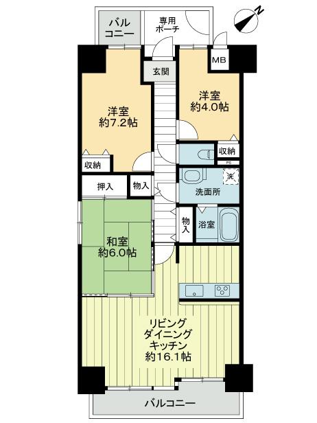 Floor plan. 3LDK, Price 17,900,000 yen, Footprint 76.4 sq m , Balcony area 6.86 sq m