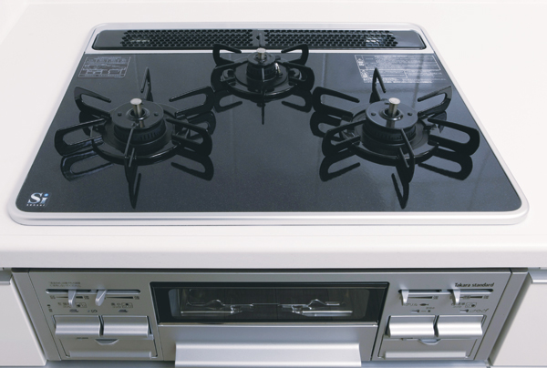 Kitchen.  [Hyper-glass coat gas stove] Beautiful and there is a gloss, Dirt is falling easy to care is likely to three-necked gas stove with grill (same specifications)