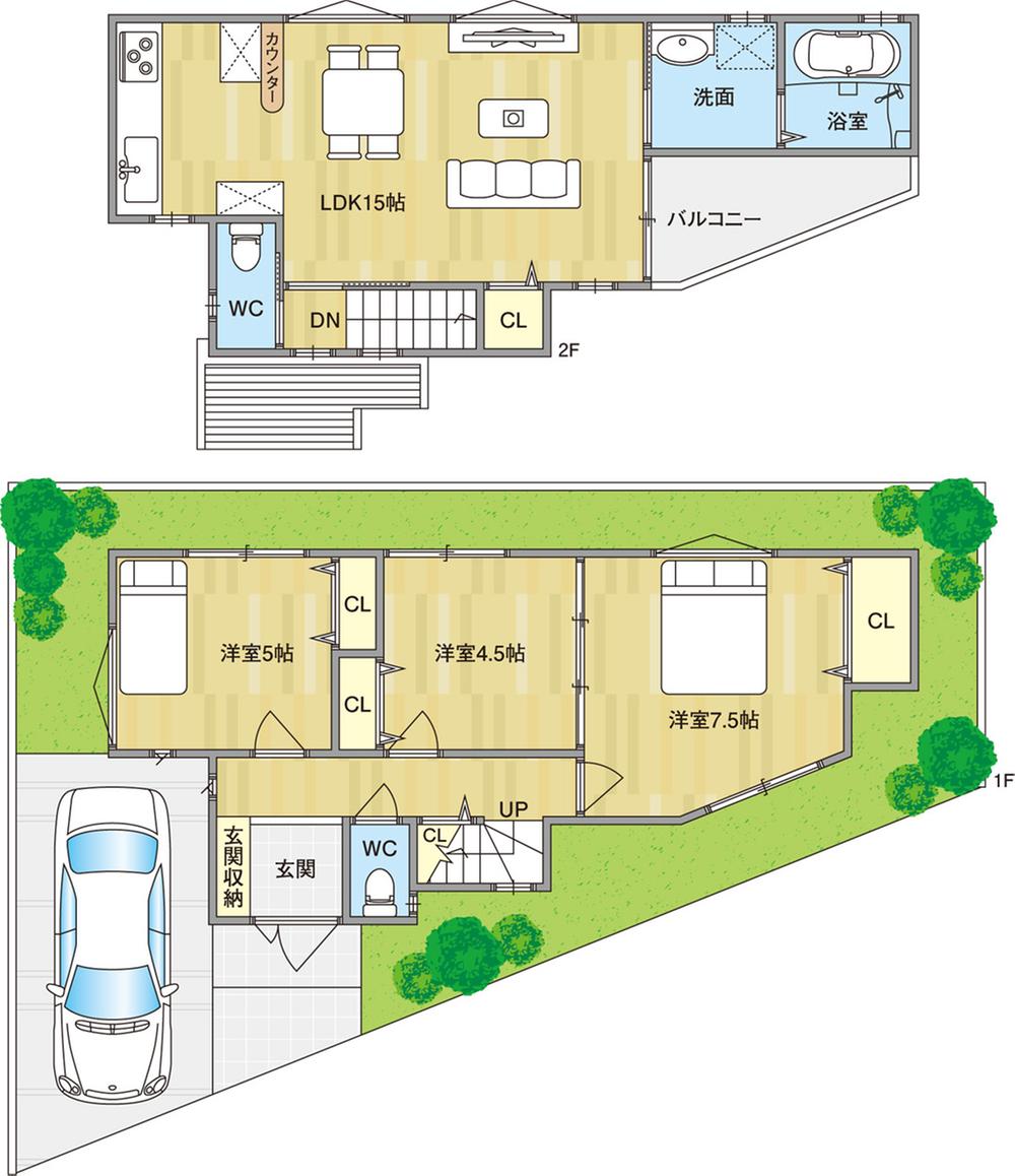 Floor plan. 24,800,000 yen, 3LDK, Land area 72.85 sq m , Building area 75.52 sq m