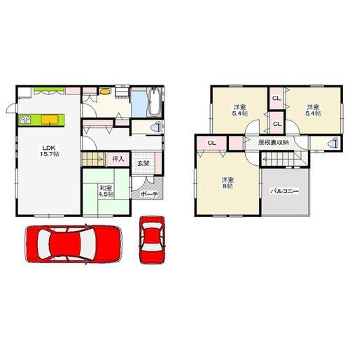 Floor plan. 27,800,000 yen, 4LDK, Land area 102.97 sq m , Building area 96.39 sq m