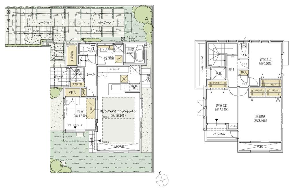 Floor plan. (No. 6 locations), Price 52,800,000 yen, 4LDK+S, Land area 133.81 sq m , Building area 102.43 sq m