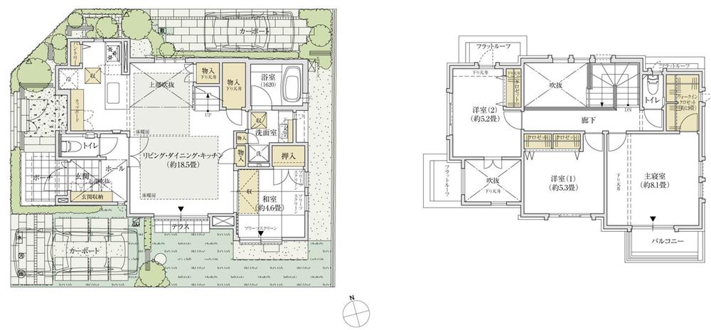 Floor plan. (No. 7 land ・ Model home), Price 55,800,000 yen, 4LDK+S, Land area 130.16 sq m , Building area 103.93 sq m