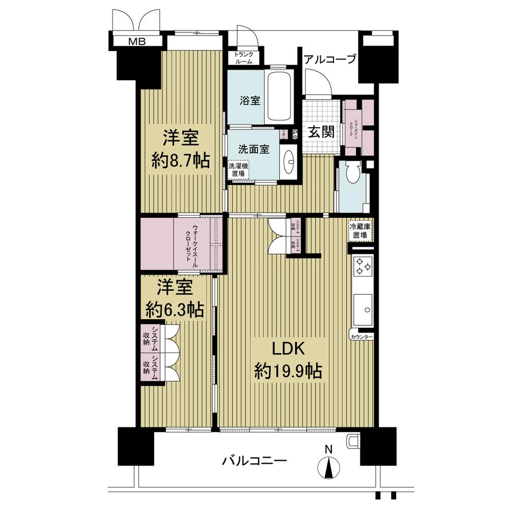 Floor plan. 2LDK, Price 25,800,000 yen, Footprint 84.6 sq m , Balcony area 14.06 sq m