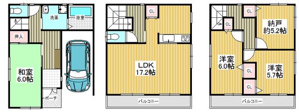 Floor plan. 23.8 million yen, 3LDK+S, Land area 81.34 sq m , Building area 114.48 sq m