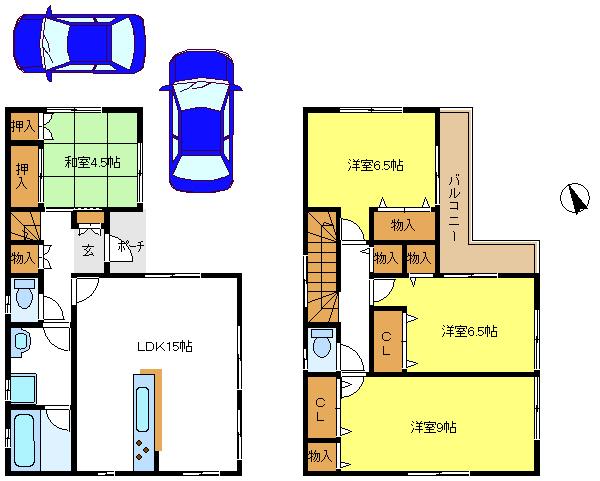Floor plan. Price 24.5 million yen, 4LDK, Land area 104.27 sq m , Building area 98.01 sq m