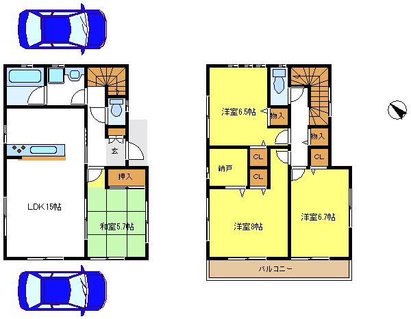 Floor plan. Price 26.5 million yen, 4LDK, Land area 105.38 sq m , Building area 98.81 sq m