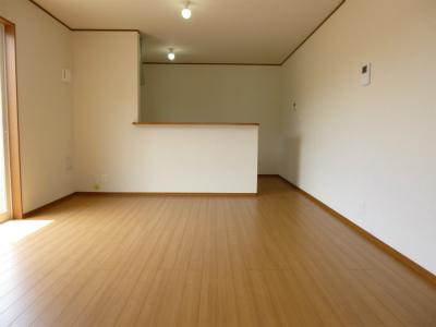 Living. Spacious living room. Counter kitchen