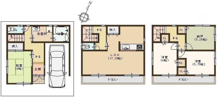 Floor plan. 23.8 million yen, 4LDK, Land area 81.34 sq m , Housed in a building area of ​​114.48 sq m all the living room is also available a wide living room floor plan.